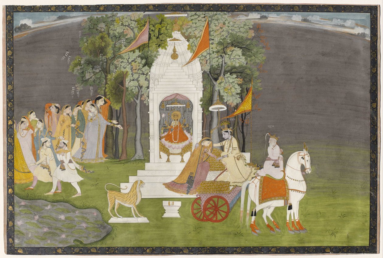 Krishna ontvoert Rukmani uit de tempel door Indian School