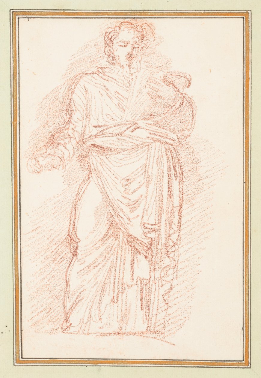 Tekening, Geklede figuur met band om de taille, ca. 1759-70 door Unknown