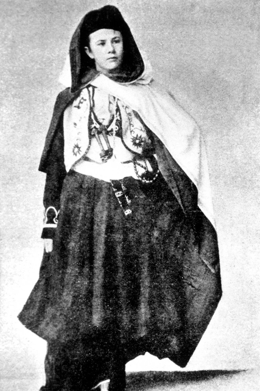 Zwitserse ontdekkingsreiziger Isabelle Eberhardt in Arabische kleding, c.1897 door Unknown