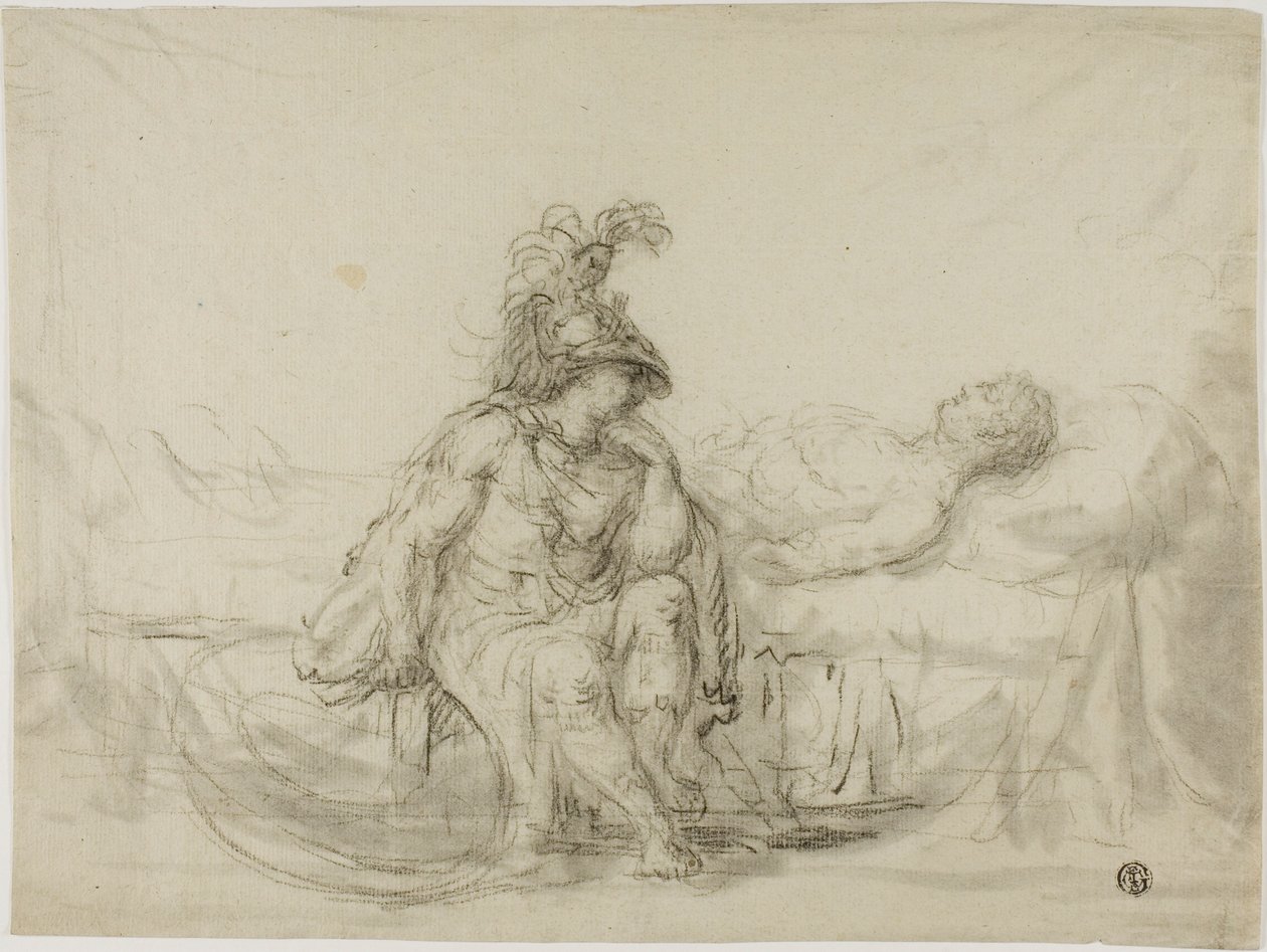 Achilles Rouwt om Patroclus door Unknown