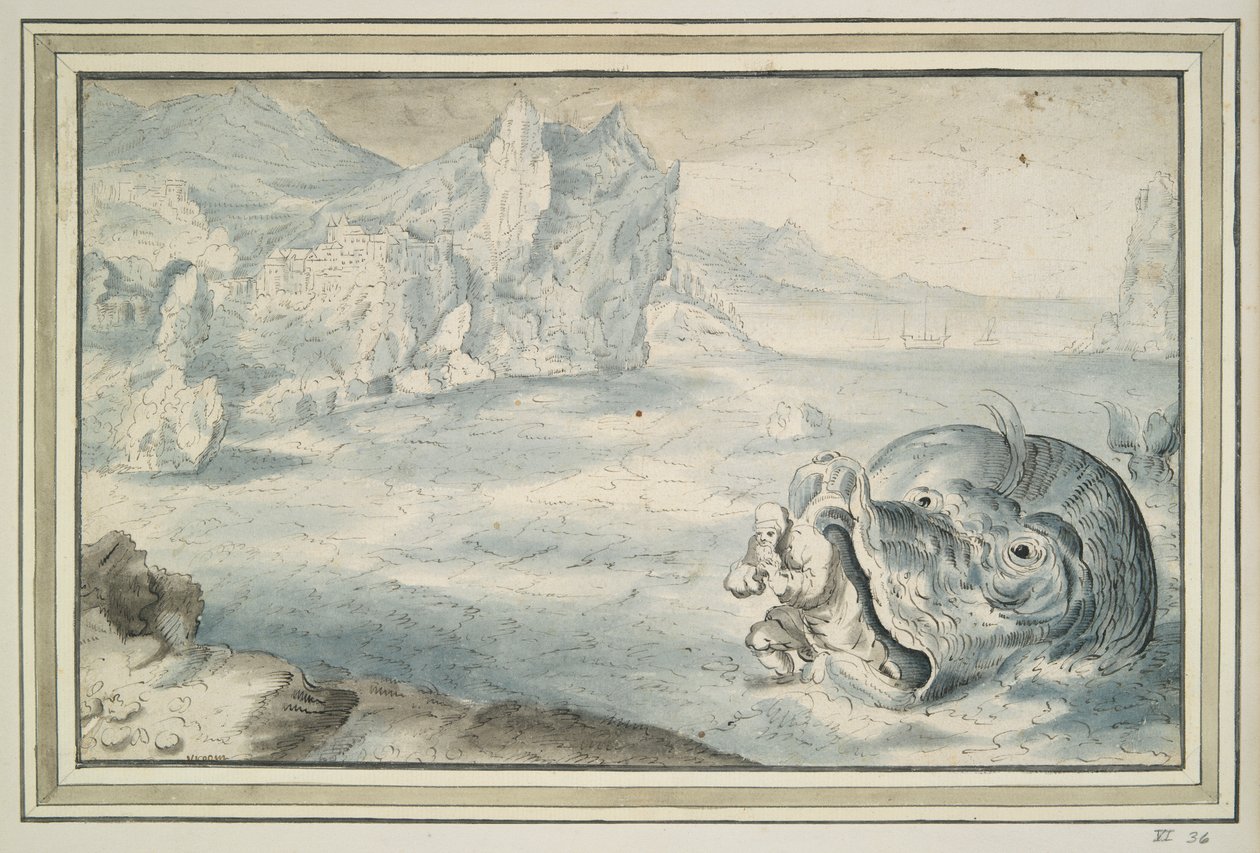 Jona bevrijd uit de walvis door Unknown