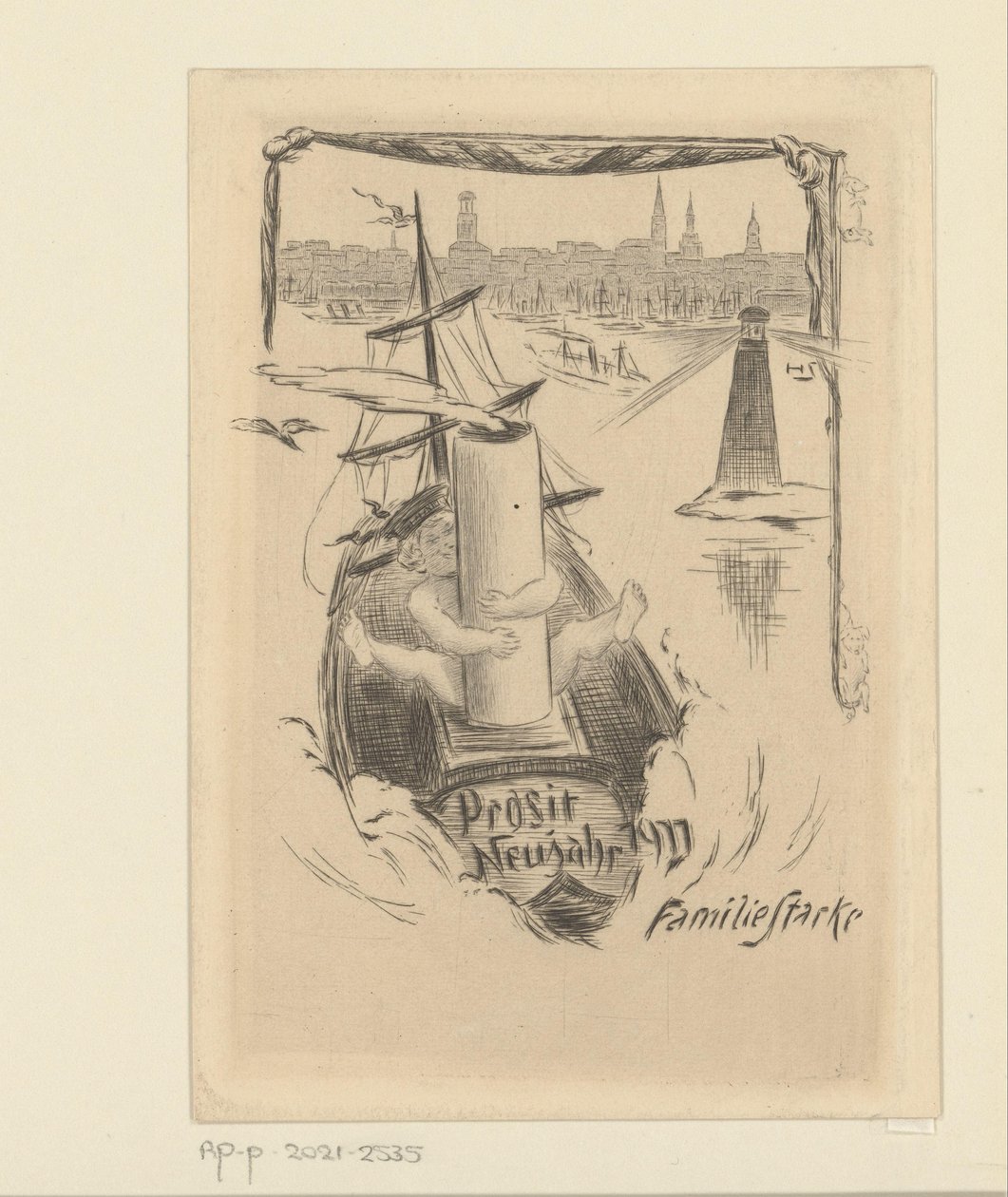 Nieuwjaarswens voor 1911 van de familie Stacke door Unknown