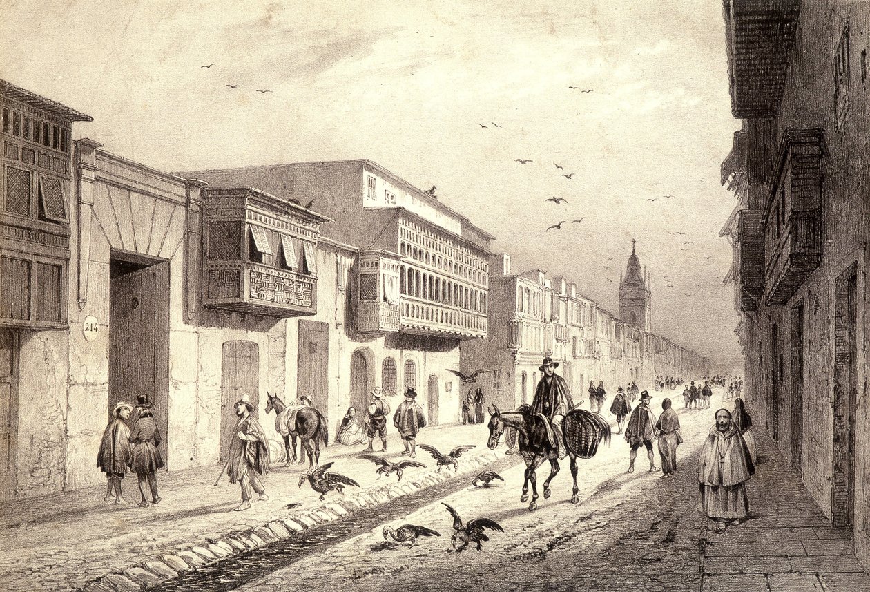 Een straat in Valladolid in Lima, Peru door Unknown artist