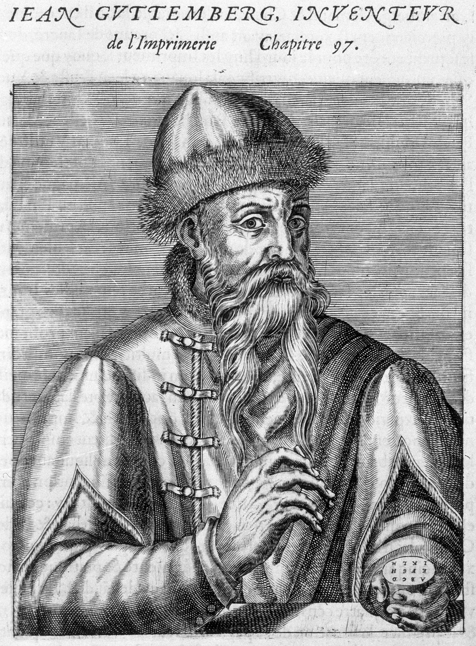 Portret van Johannes Gutenberg (1400-1468) door Unknown artist