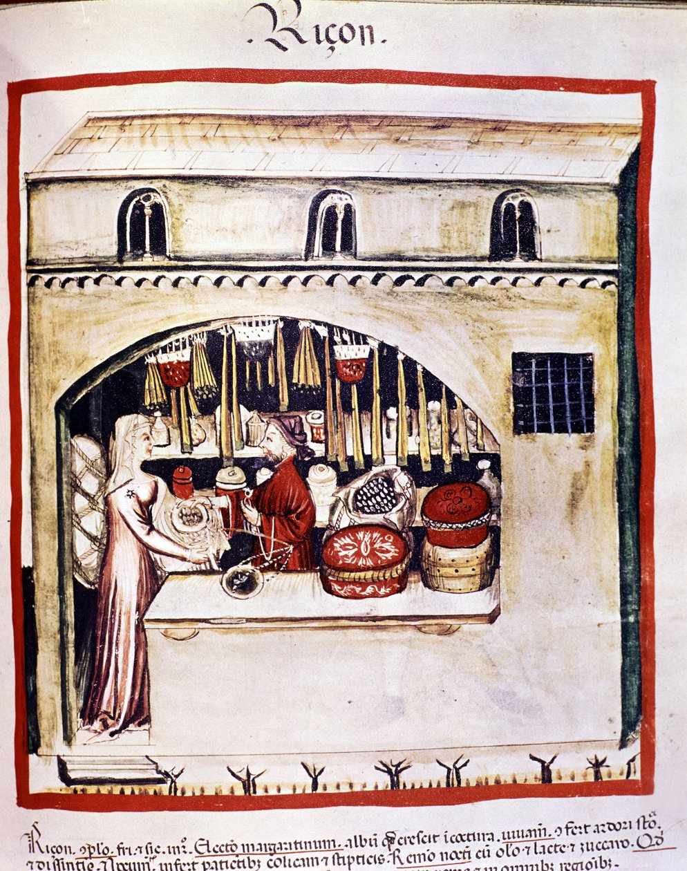 Rijstverkoper - in Tacuinum Sanitatis door Unknown artist