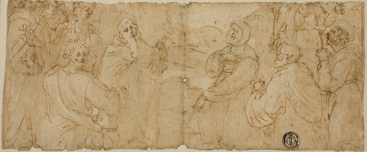 Franciscaanse Heiligen in Aanbidding door Unknown Florentine