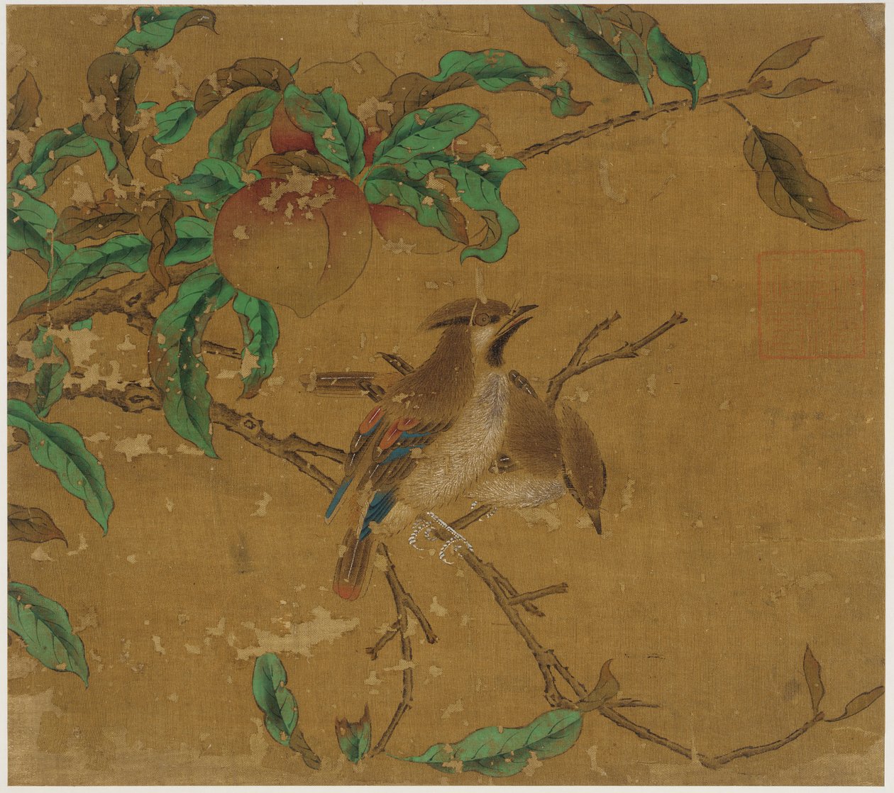 Vogels en perziken door Unknown artist