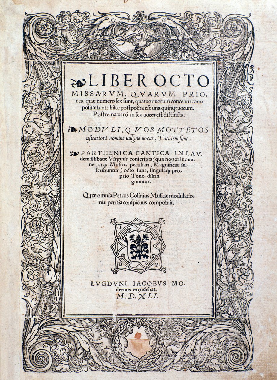 Frontispice uit Liber octo missarum (1541) door Unknown artist