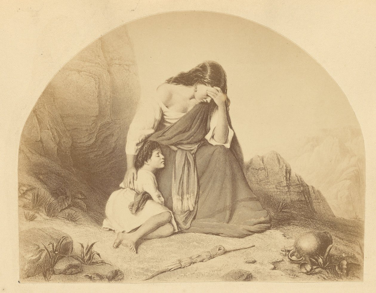 [Hagar en Ismaël] door Unknown artist