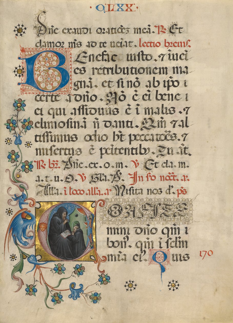Beginletter C: Sint Benedictus Zegening Maurus door Unknown artist