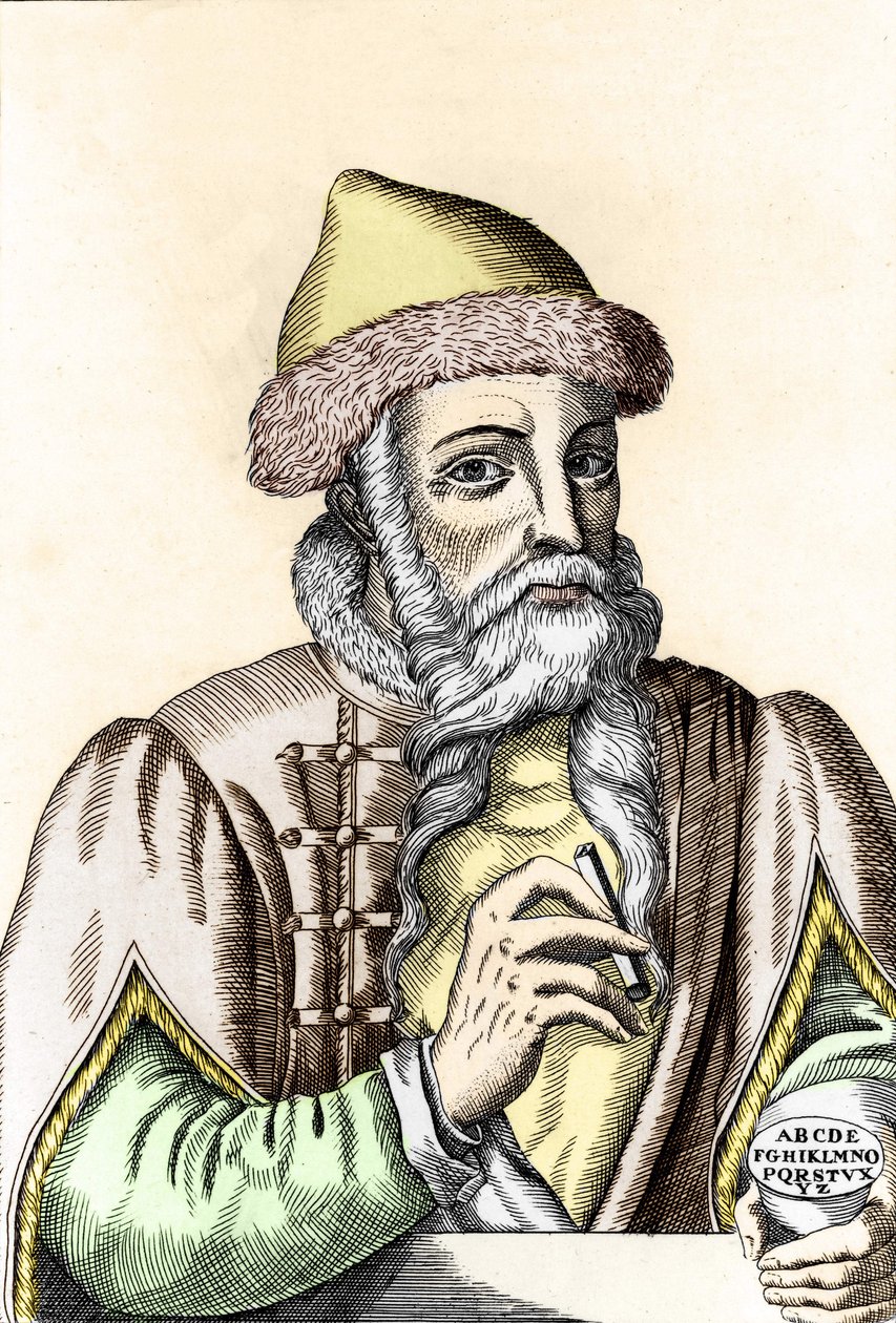 Johannes Gutenberg (1400-1468), Duitse drukker. door Unknown artist