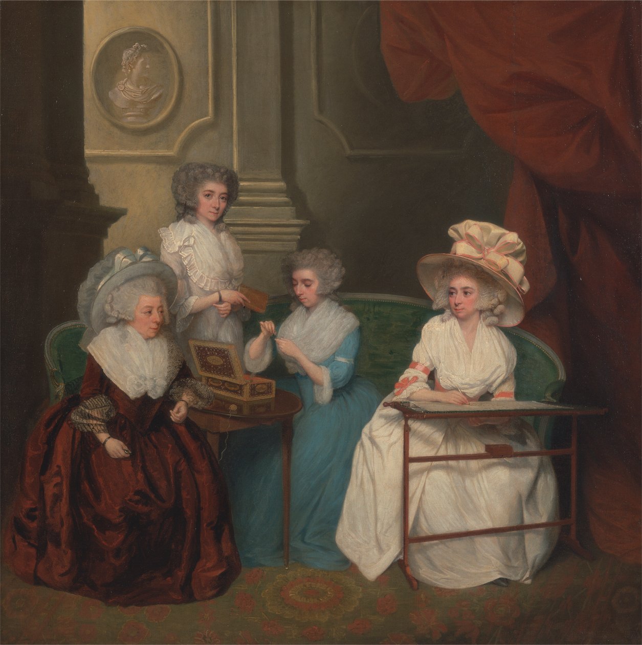 Lady Jane Mathew en haar dochters door Unknown artist