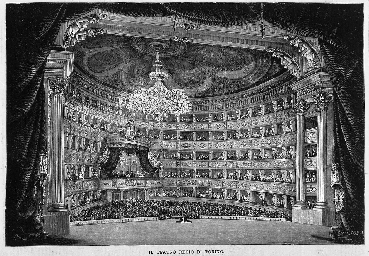 Het Teatro Regio in Turijn in 1800. door Unknown artist