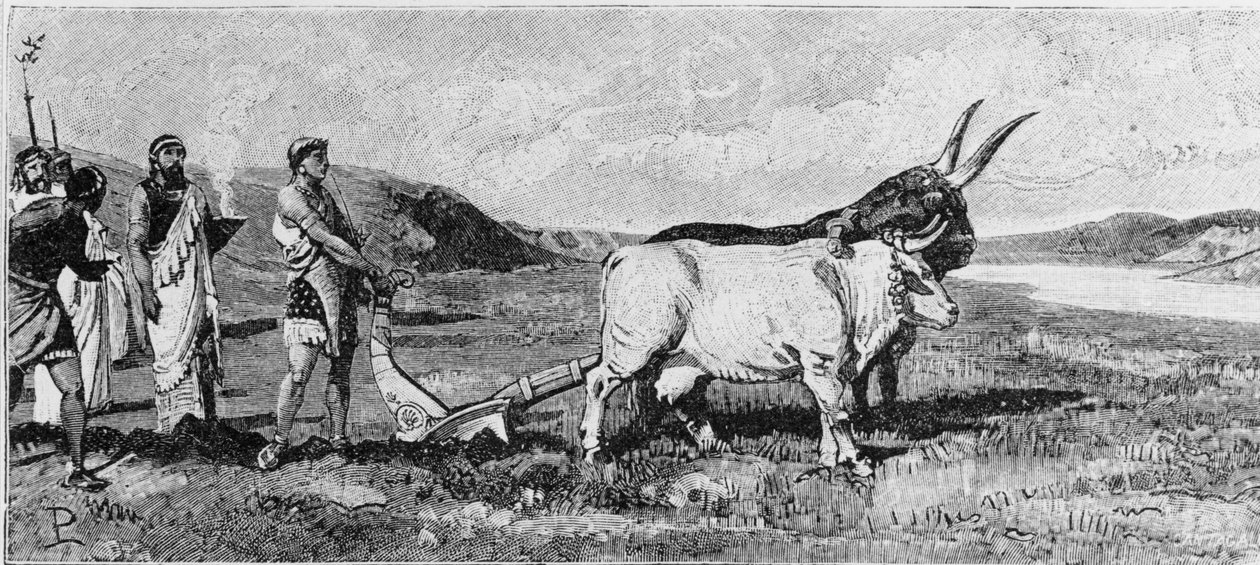 De stichting van Rome. Gravure uit de 19e eeuw. door Unknown artist