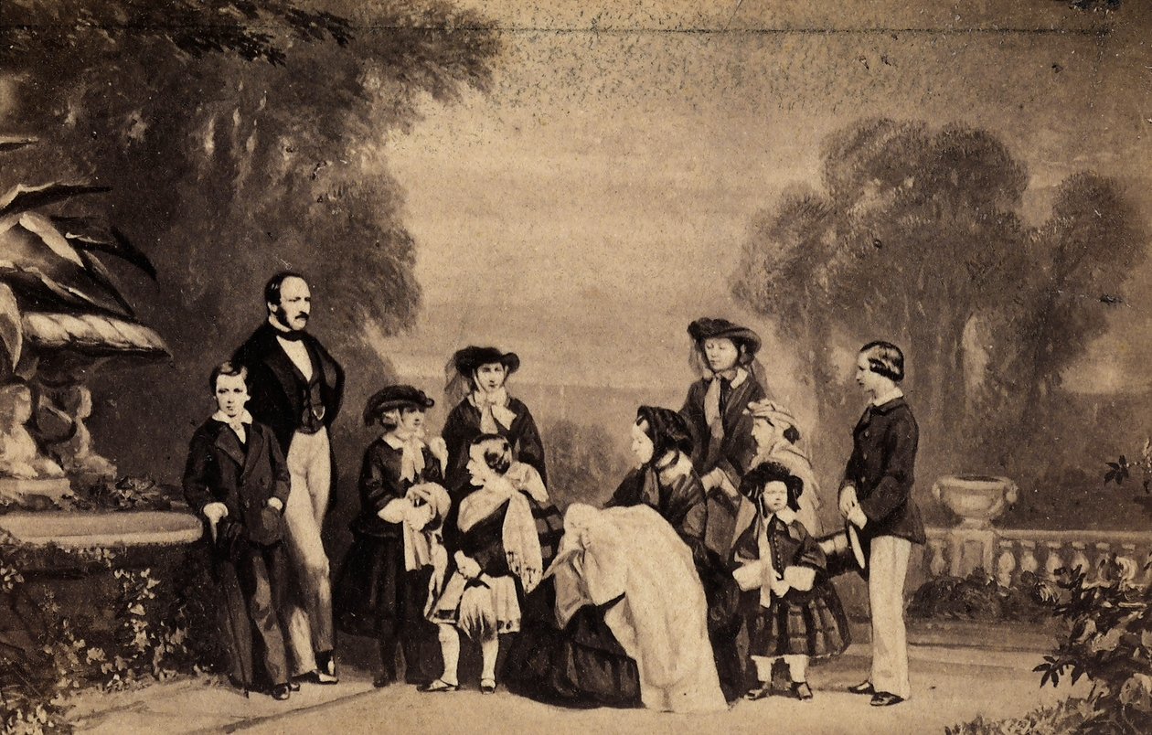 Schilderij dat de Engelse koninklijke familie toont door Unknown photographer