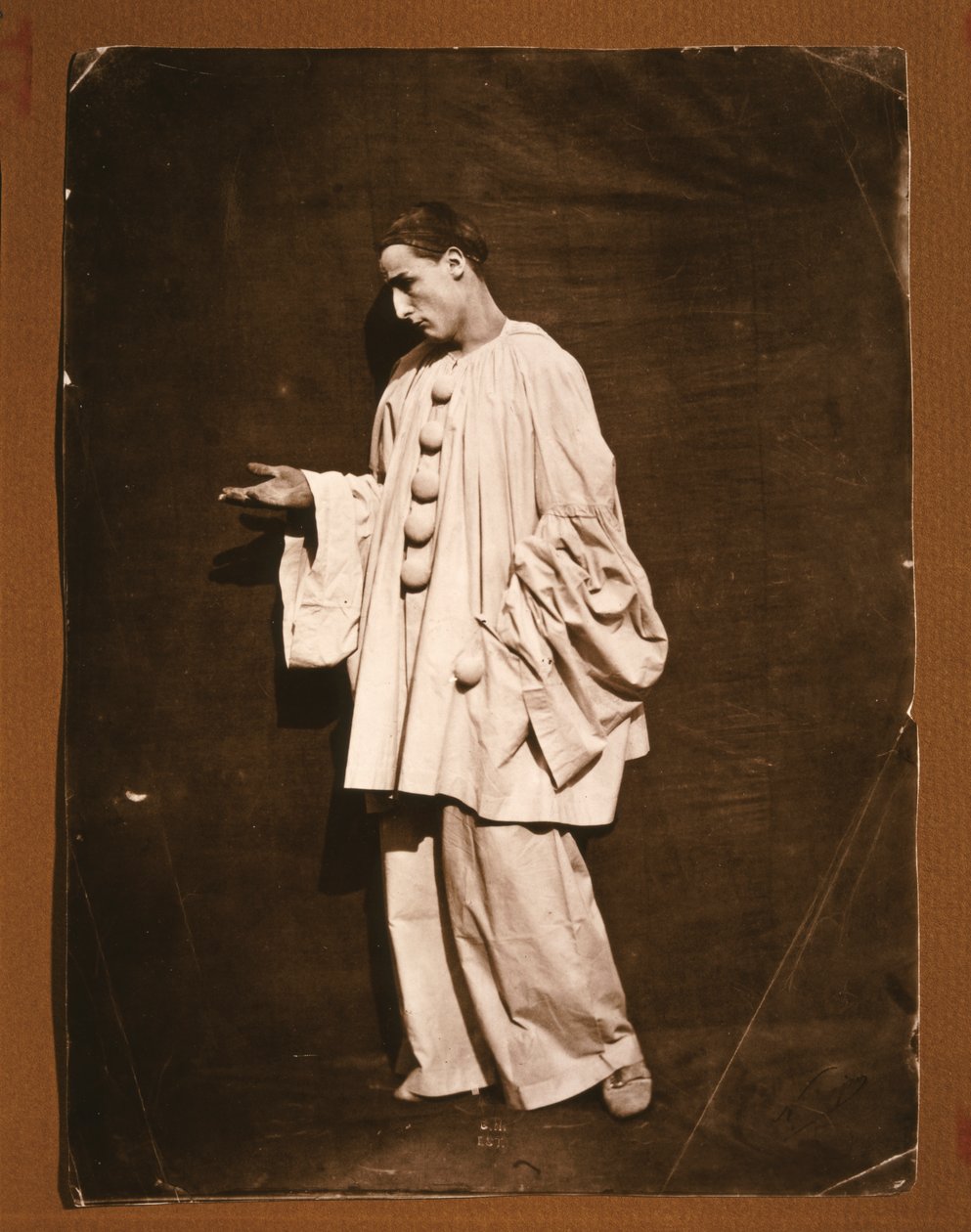 De mimespeler Jean-Charles Deburau als Pierrot (foto) door Unknown photographer