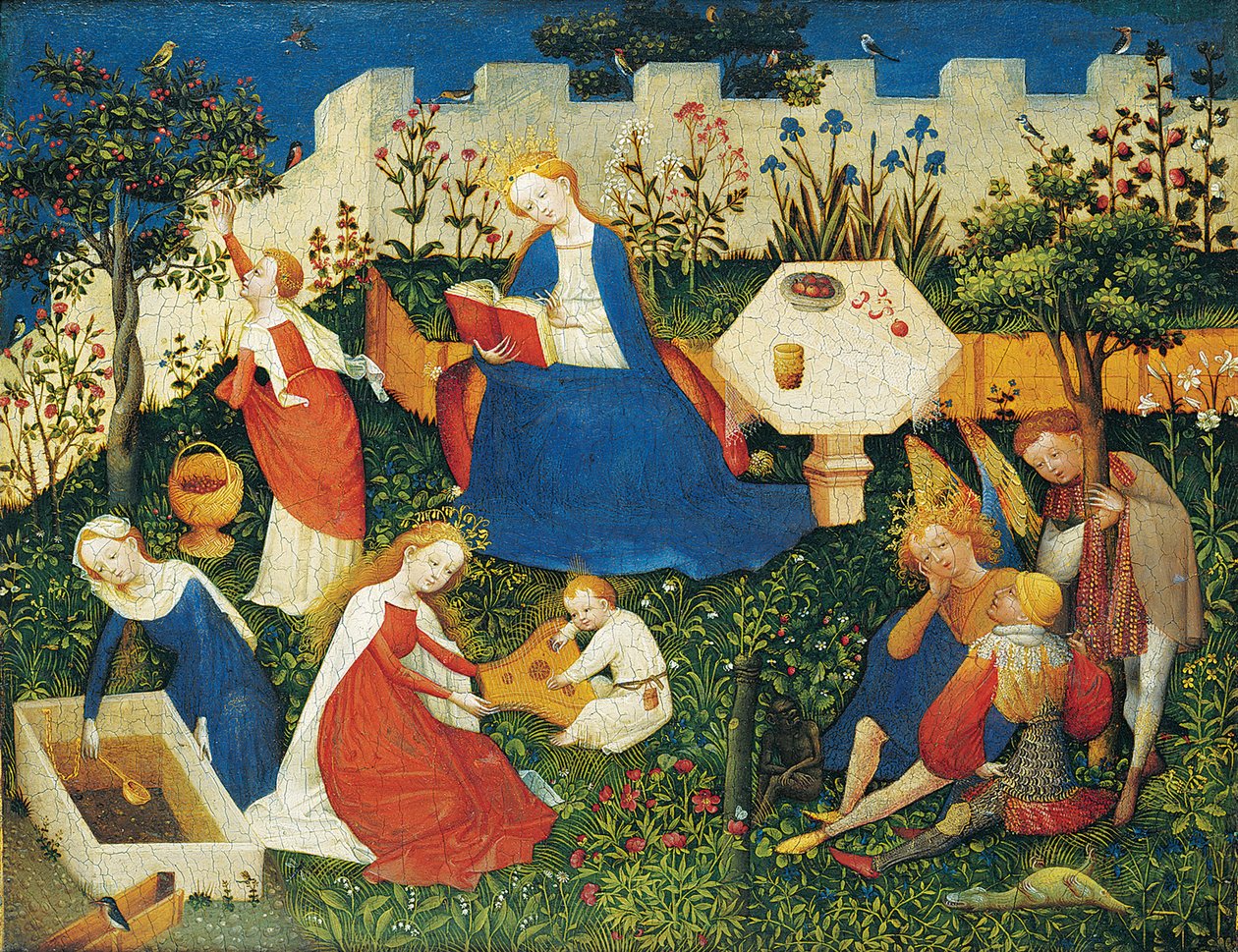 Het Paradijs Tuin, scène door Upper Rhenish Master
