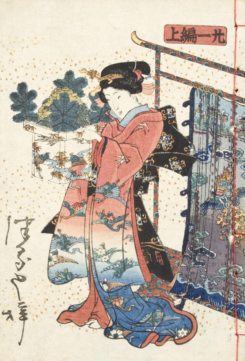 Verhaal van Genji, Landelijke Stijl, Deel 21, Boek A, 1836 (houtsnede) door Utagawa Kunisada