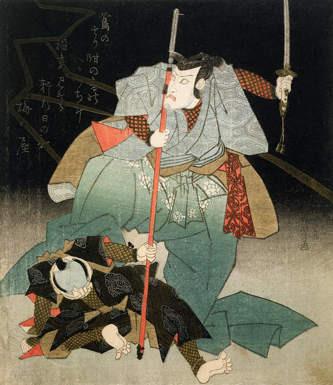 Ichikawa Danjuro VII Overmeestert een wetshandhaver, ca. 1830-44 door Utagawa Kuniyoshi