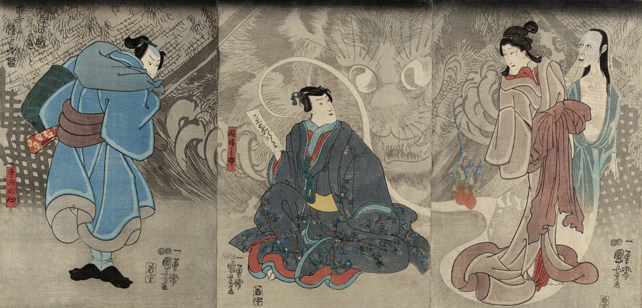 Scène uit een spookverhaal: De Okazaki Kat Demon door Utagawa Kuniyoshi