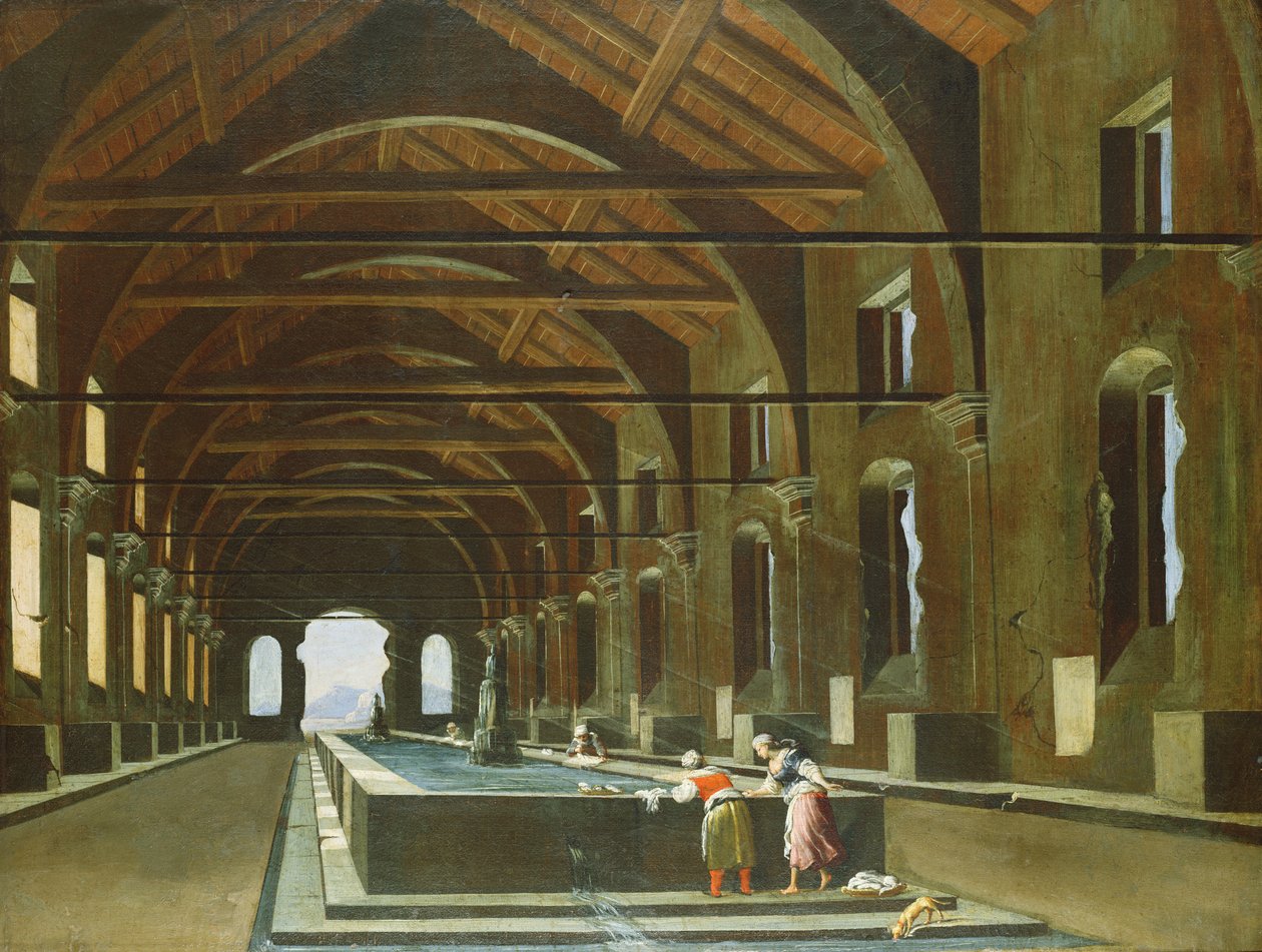 Vrouwen die kleren wassen door V. and Cerquozzi, M. Codazzi