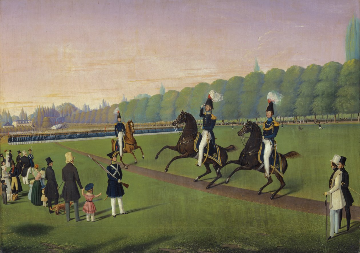 Parade van de Hamburgse Burgermilitie, 1840 door Valentin Wassner