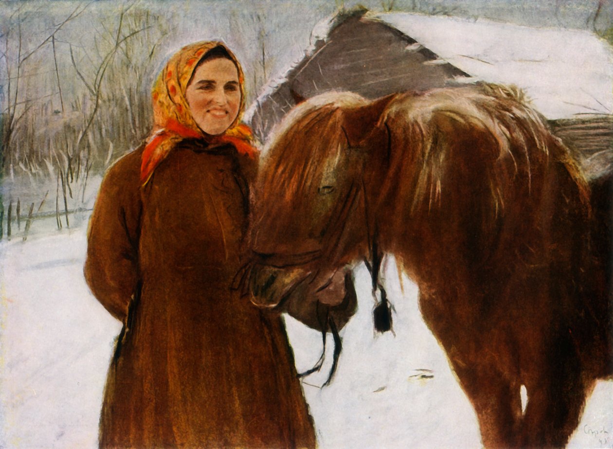Vrouw met een paard, 1898, 1965 door Valentin Serov