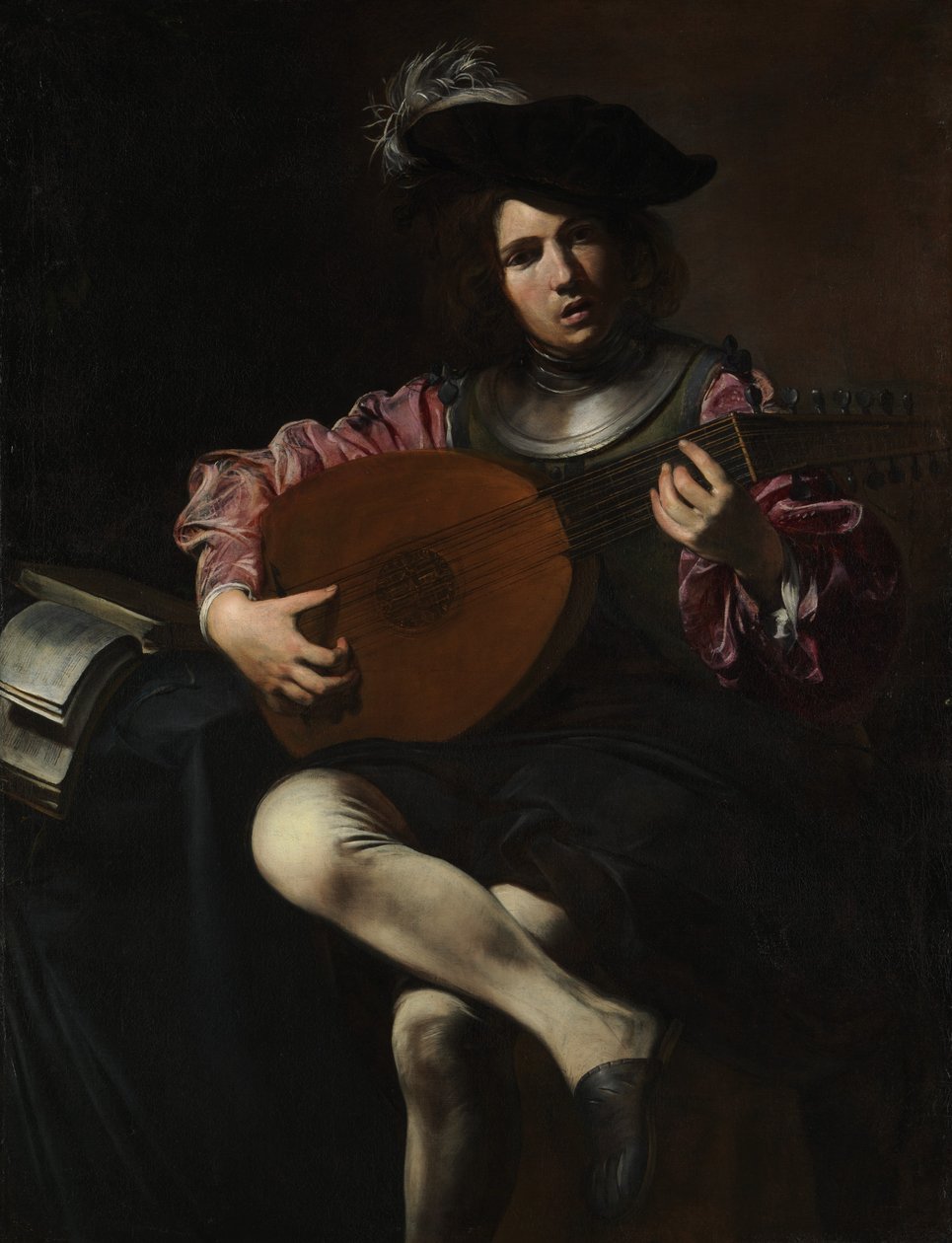 Luitspeler, ca. 1625-26 door Valentin de Boulogne