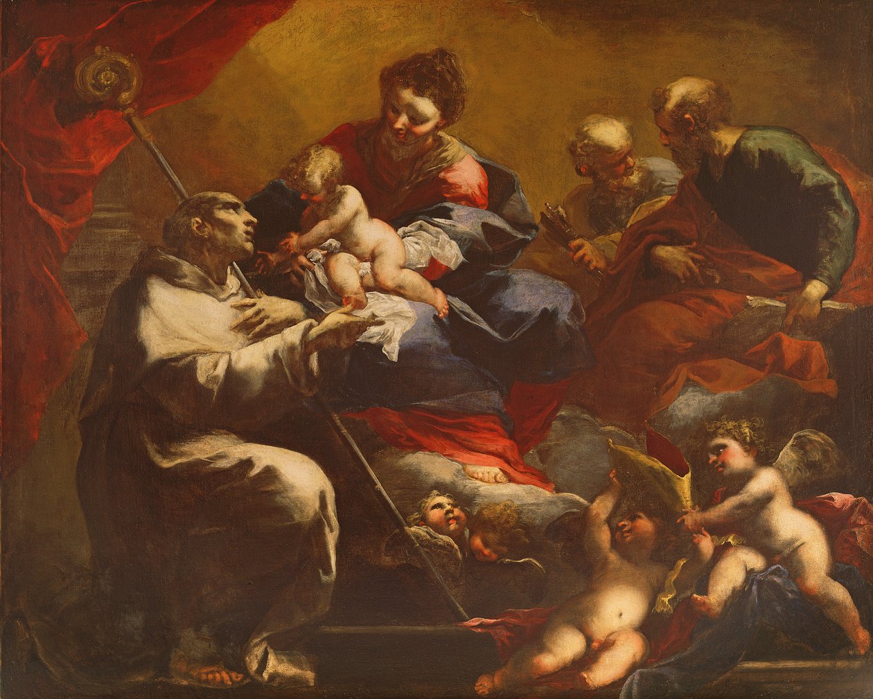 Madonna en Kind met HH. Petrus en Paulus Verschijnen aan St. Bruno door Valerio Castello