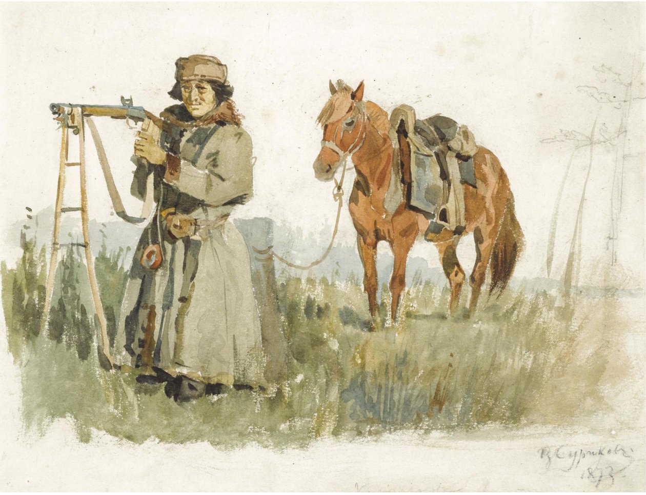 Tataar uit Minusinsk, 1873 door Vasilij Ivanovic Surikov