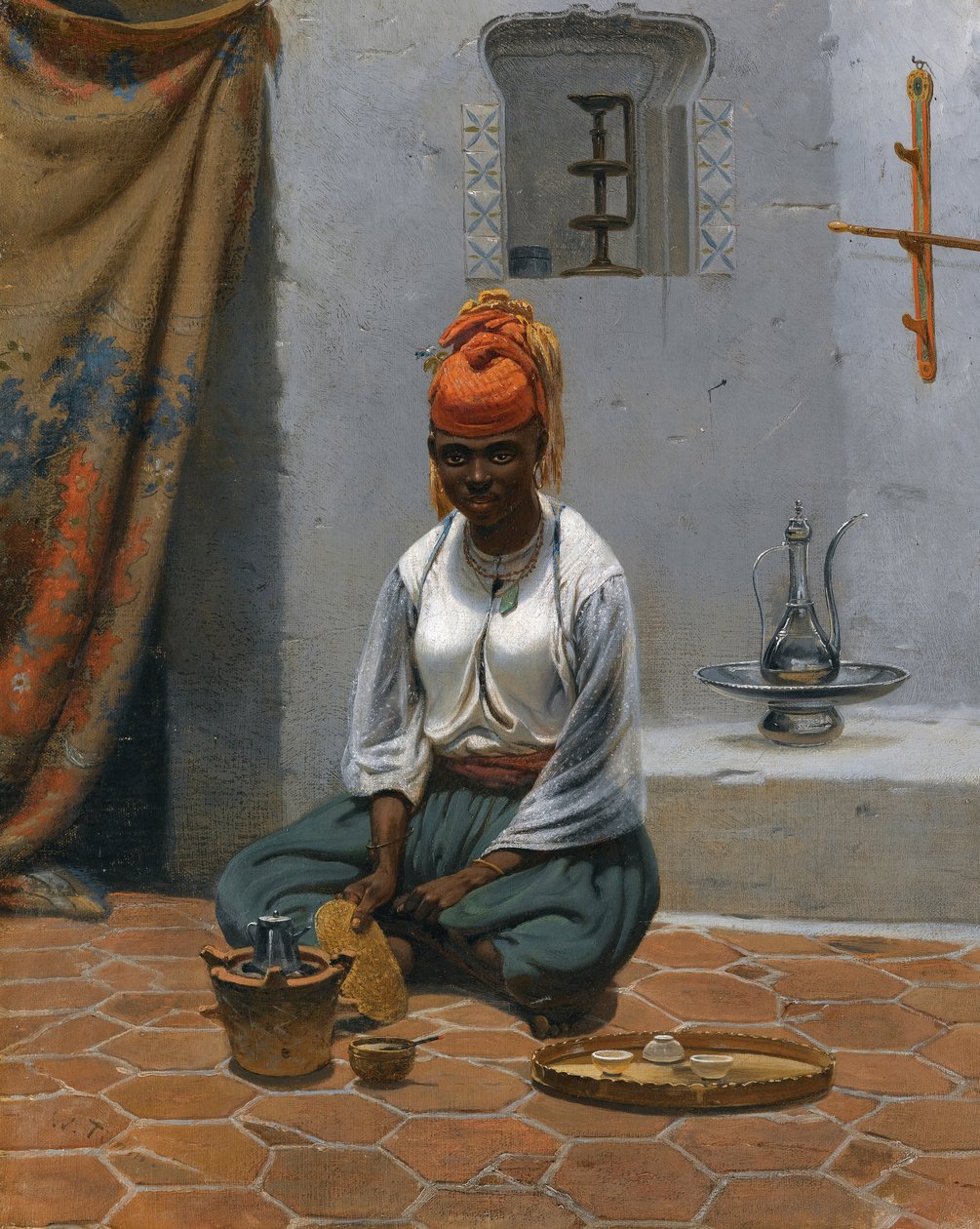 Thee zetten in Algiers, 1840s door Georg Wilhelm Timm