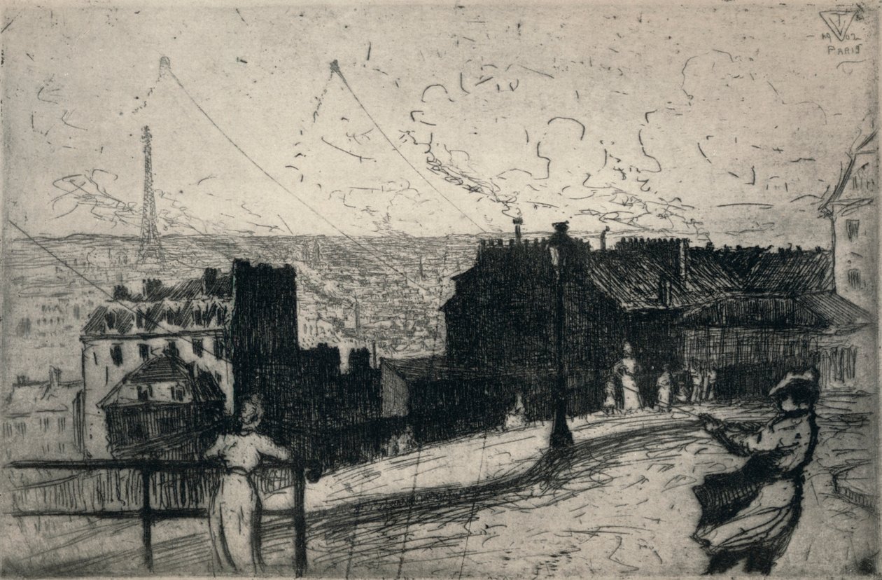 Vliegeren, Montmartre, 1915 door Vaughan Trowbridge