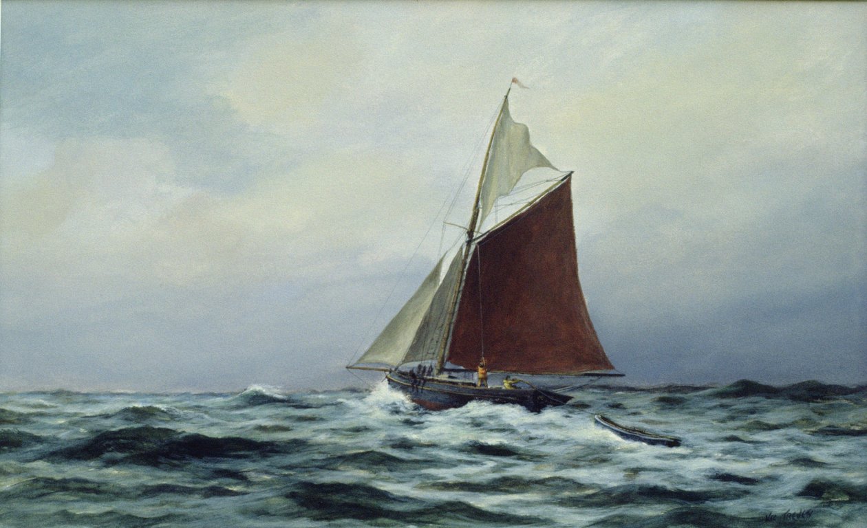 Zeil zetten na een storm, 1983 door Vic Trevett