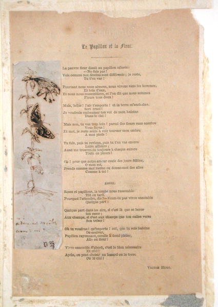 Le Papillon et la Fleur, gedicht met een illustratie van vlinders uit Les Chants du Crepuscule door Victor Hugo