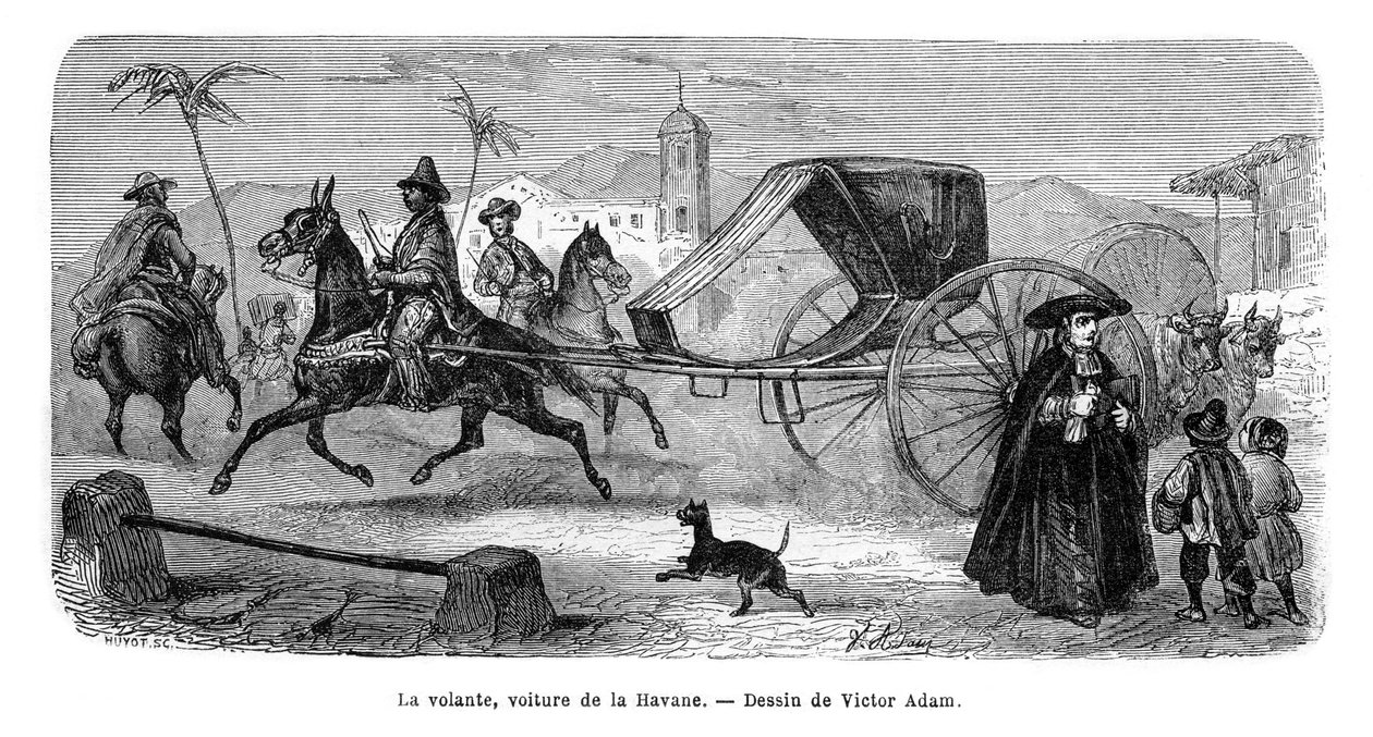 Koets, Havana, Cuba, 1859 door Victor Adam