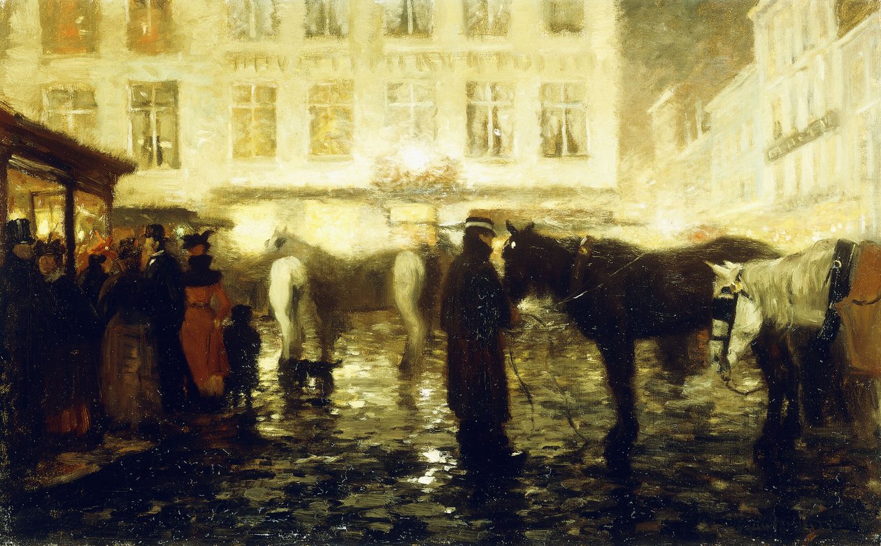 Een Parijse straat, avond door Victor Gilsoul