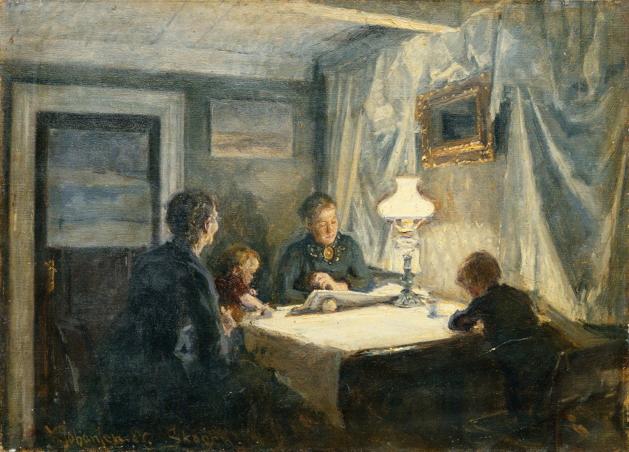 Avond in Skagen (De Familie van de Kunstenaar) door Viggo Johansen