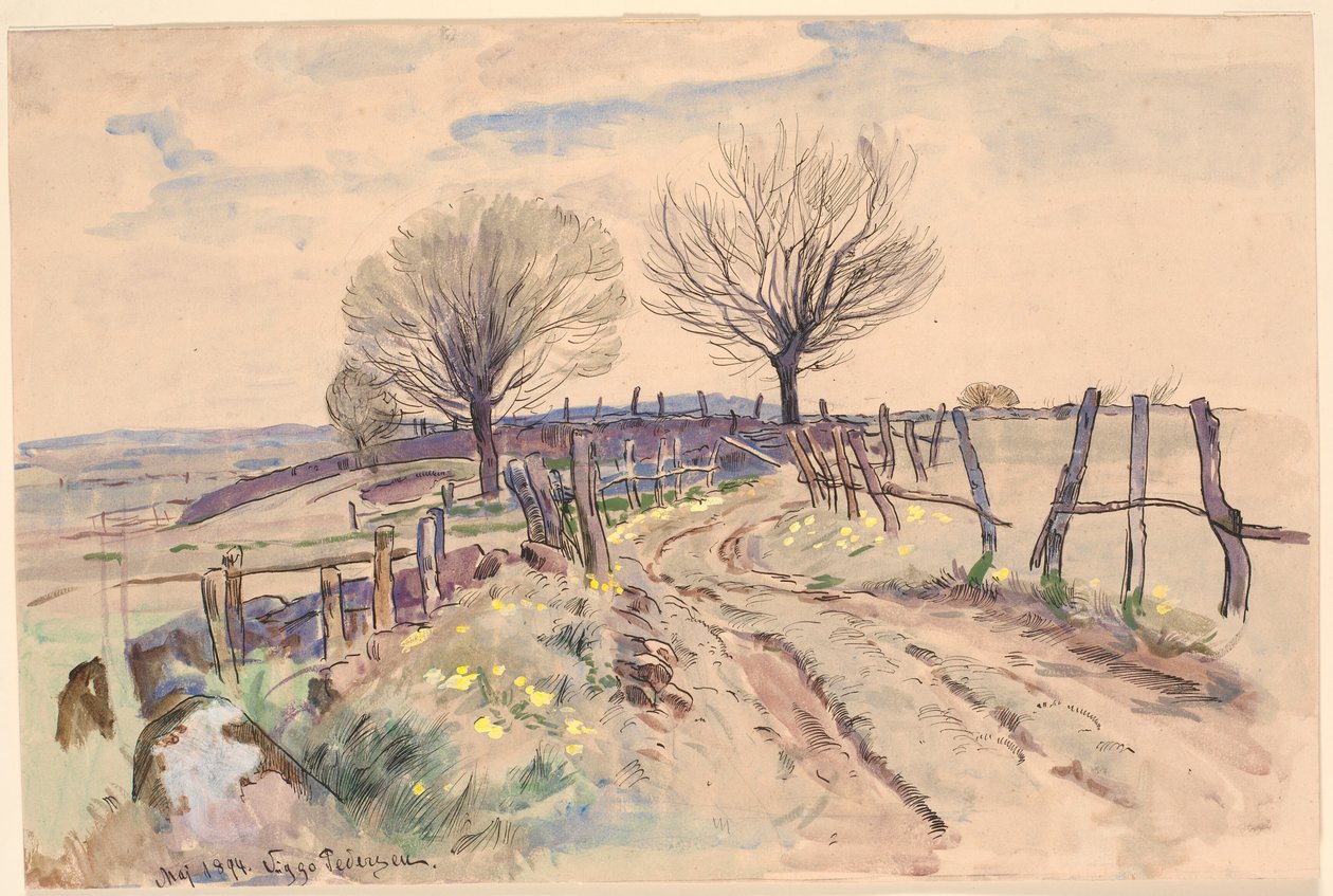 Landschap met veldweg door Viggo Pedersen