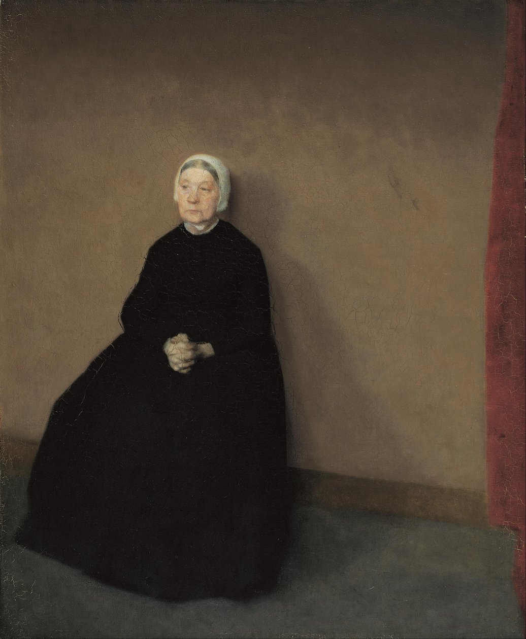 Een oude vrouw door Vilhelm Hammershøi