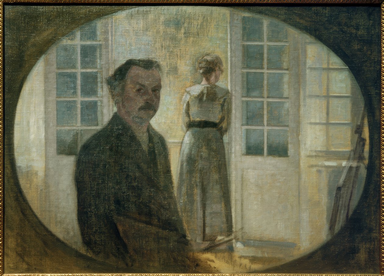 De kunstenaar en zijn vrouw door Vilhelm Hammershoi