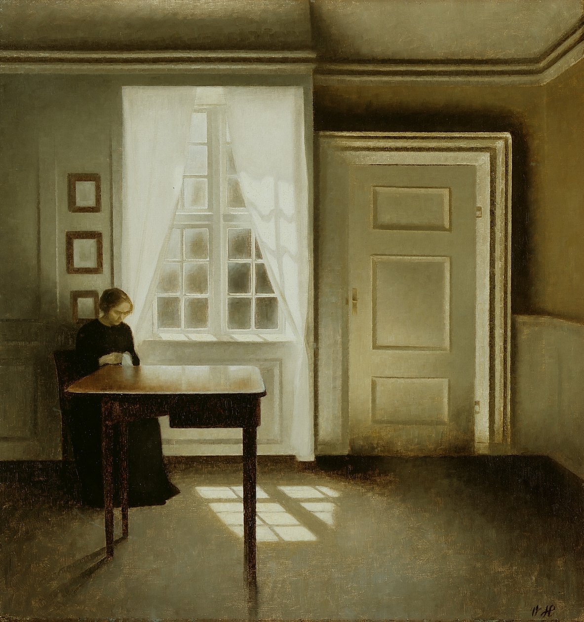 Interieur met een dame, 1901 door Vilhelm Hammershoi