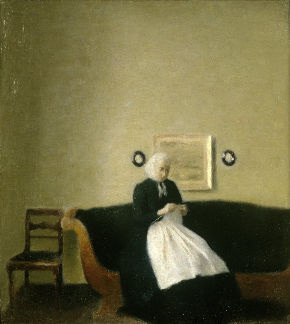 Interieur met de Moeder van de Kunstenaar door Vilhelm Hammershoi