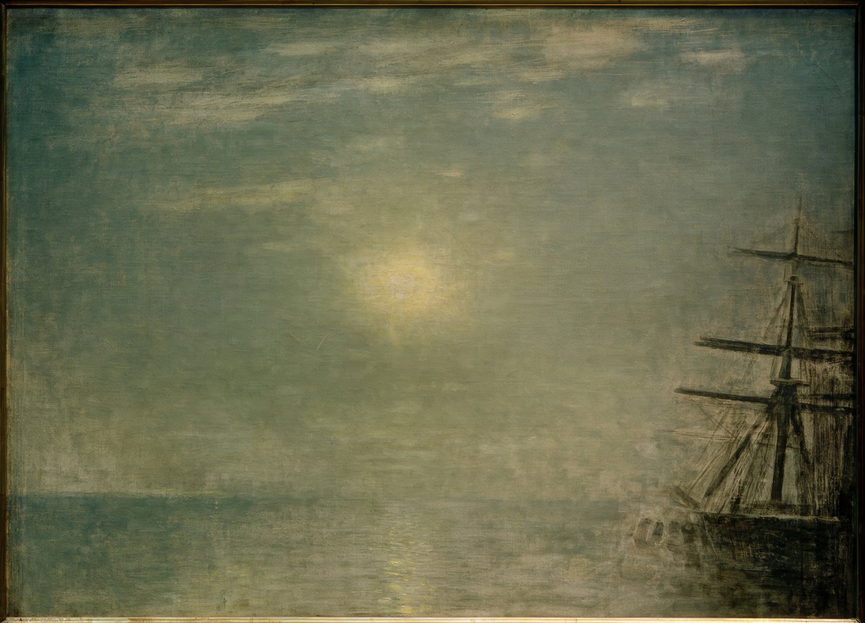 Zon boven de zee door Vilhelm Hammershoi
