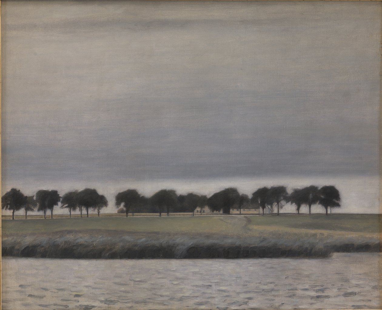 Studie voor Zon regen, Gentofte Meer door Vilhelm Hammershoi