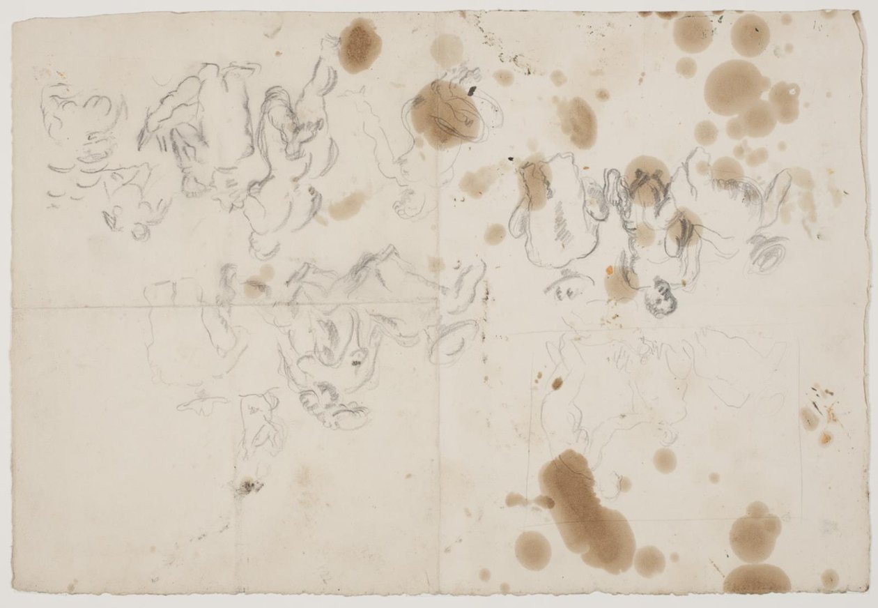 Blad met verschillende composities en figuurstudies door Vilhelm Lundstrøm