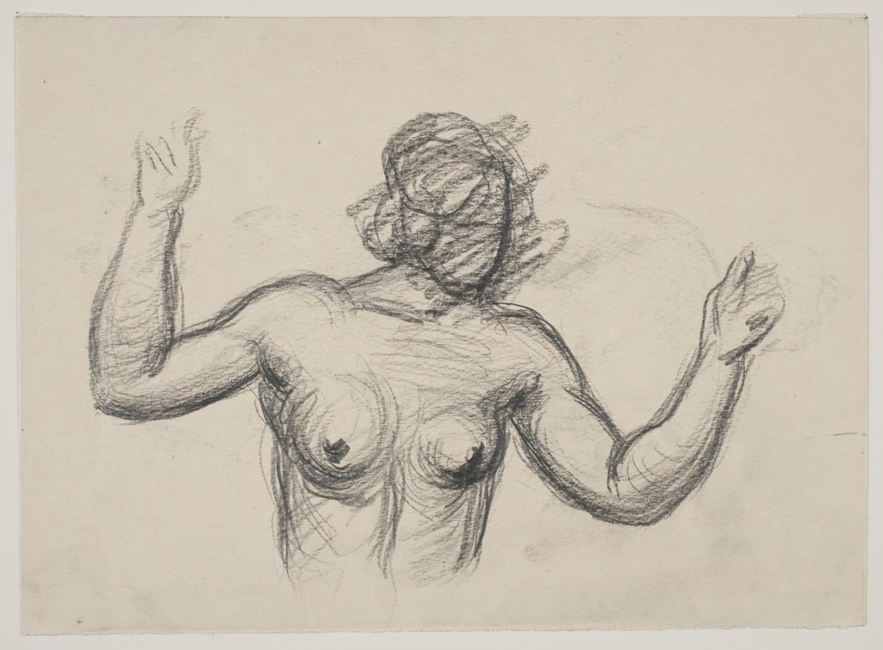 Vrouwelijke figuur, halve figuur, die de armen opheft door Vilhelm Lundstrøm