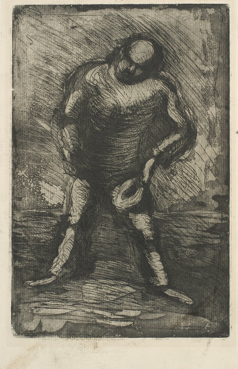 Zittende man met hoed in de hand door Vilhelm Lundstrøm