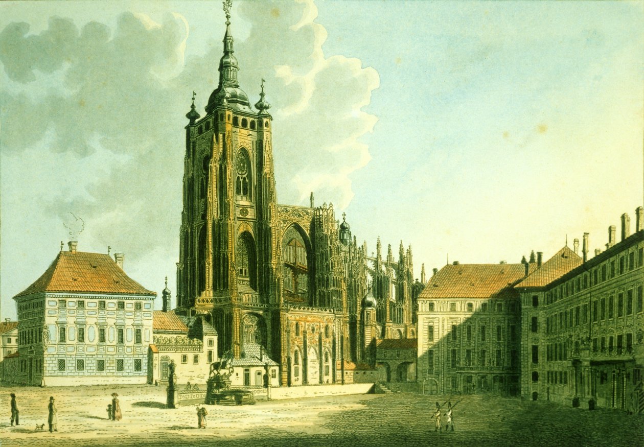 St. Vituskathedraal vanuit het oosten, 1825 door Vincenc Morstadt