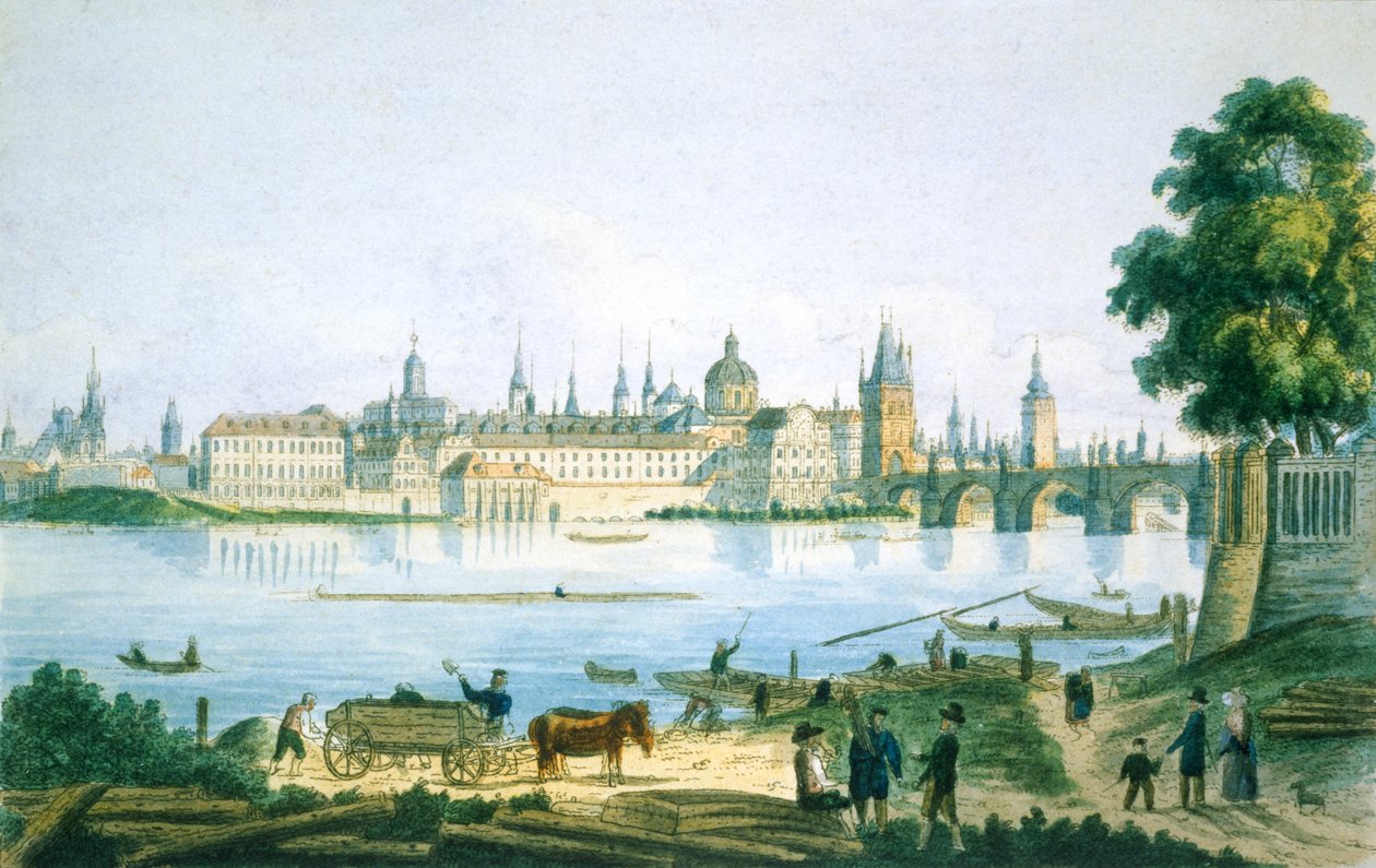 Uitzicht op Praag vanuit de Kleine Wijk, 1830 door Vincenc Morstadt