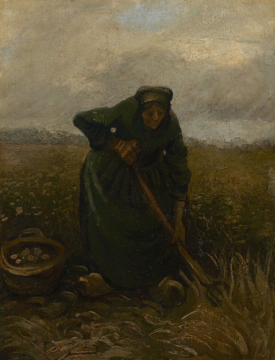 Vrouw die aardappelen tilt door Vincent van Gogh